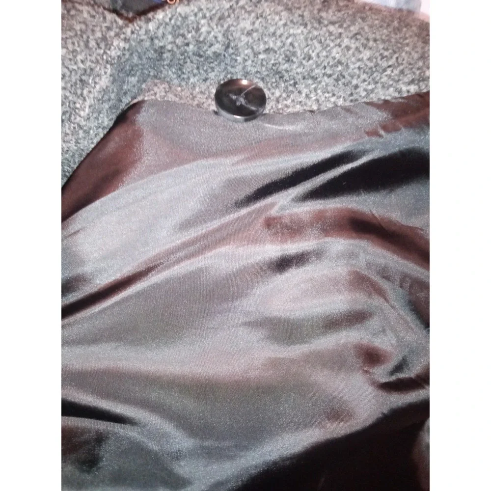 London Fog Womens Gray Salt and Pepper Tweed Wool Blend‎ Button Front Coat Large - Picture 7 of 7